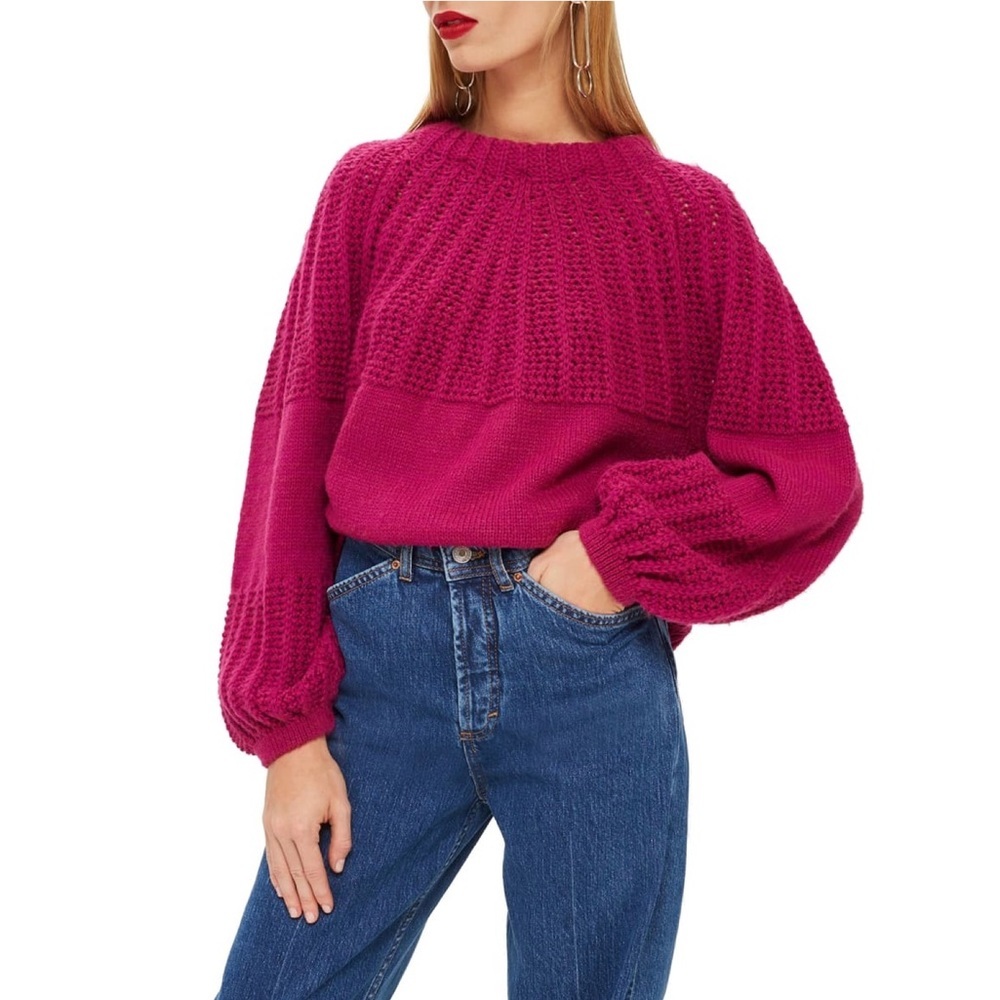 Topshop Pointelle Ball Sleeve Sweater